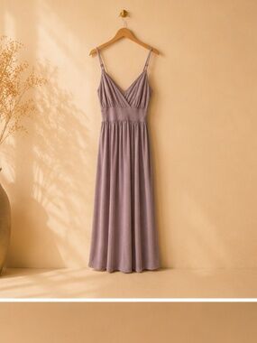 Community Bamboo Modal Lilac Grey Empire Waist Maxi Dress Small